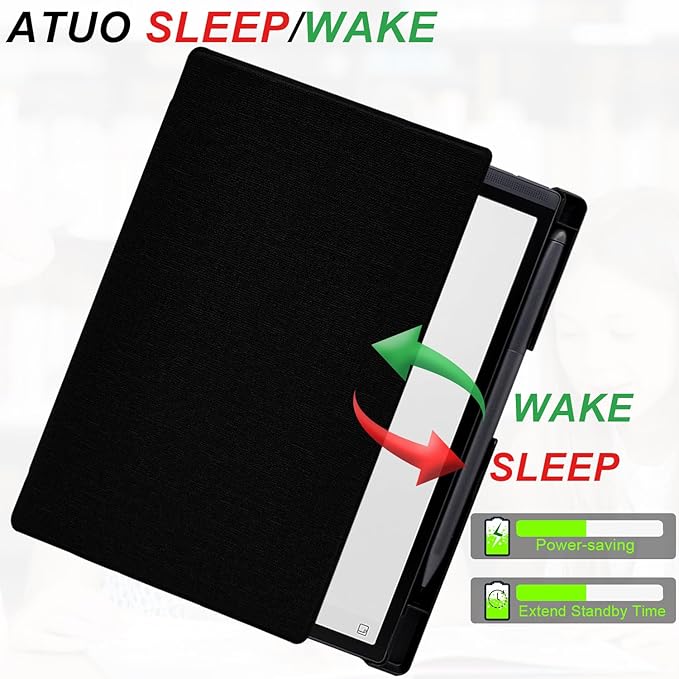 Slimshell Case for 8.2'' iFLYTEK AINOTE Air 2 Smart Auto Sleep/Wake Ultra-Thin Lightweight Leather Folio Cover with Built-in Pen Holder &amp Magnetic Closure (Cloth Black)
