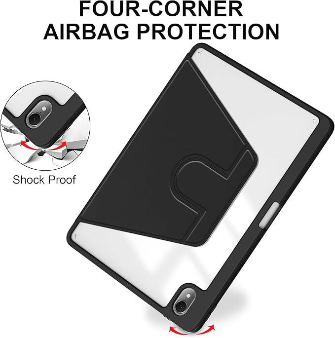 Rotating Case for Huawei MatePad SE 11 inch 2024 with Pencil Holder360 Degree Rotation Protective Stand Smart Tablet Slim Hard Shell Folio Cover Clear Back Auto Wake/Sleep (Black)