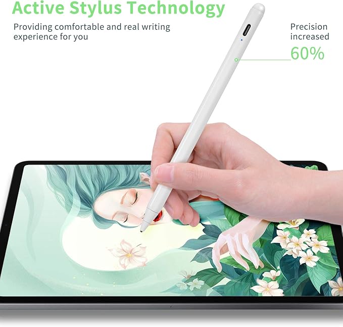 Stylus Pen for OnePlus PadActive Capacitive Digital Pencil Compatible with OnePlus Pad Stylus PenGood for Note-Taking and Drawing Pens with Touch Control and Type C RechargeWhite