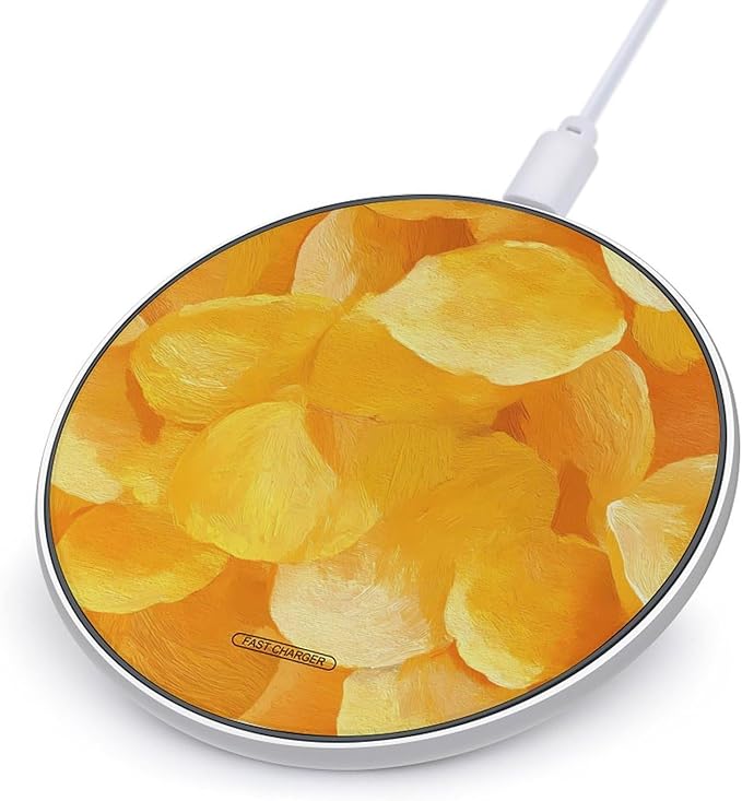 Yellow Potato Chips Phone Charger Magnetic Charging Pad Anti-Slip with USB Cable