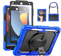 SEYMAC for iPad 9th/8th/7th Generation Case 10.2 2021-2019 Full-Body Shockproof Protective Case with Screen Protector Rotating Stand/Handle/Shoulder Strap for iPad 10.2 Blue/Black