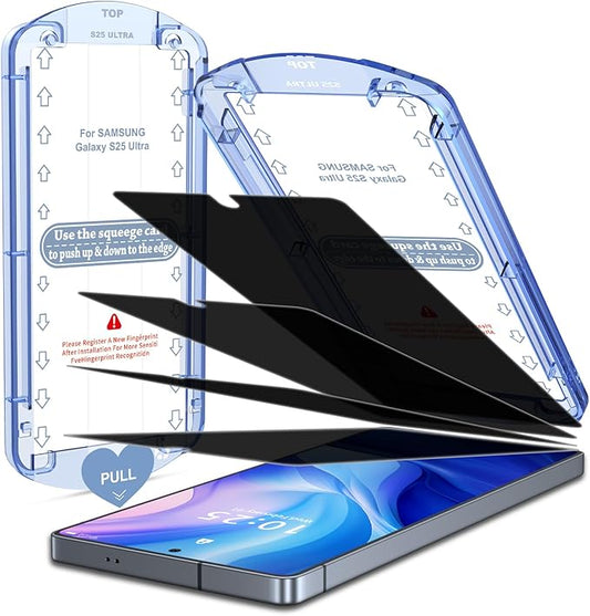 iGluz Privacy PET Screen Protector for Samsung Galaxy S25 Ultra 6.9 (4 Pack)Ultra-Thin Flexible Film with 0.02s Sensitive Fingerprint UnlockEasy-Install Alignment TrayCase-Friendly &amp Shatter-P
