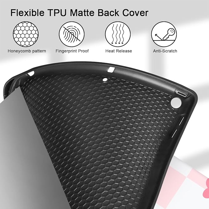 Mektron Designed Printed iPad 10.2 Case 9th Gen (2021)/ 8th Gen (2020)/ 7th Gen (2019) with Pencil Holder Slim Stand Protective Case with Soft TPU Back for iPad 10.2 Inch Cherries Bows C353