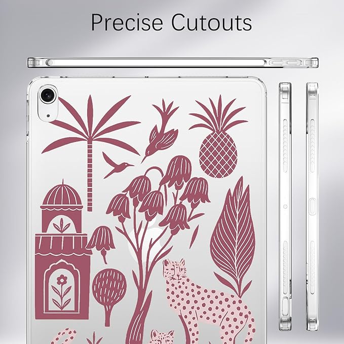 for 11 iPad Pro 4th/3rd/2nd/1st Gen (2022/2021/2020/2018)Cute Cheetah Animal Crystal Clear CaseSlim Lightweight Anti-Scratch Soft TPU Bumper Hard Acrylic Back Cover for Women