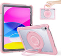 Case for iPad (A16) 11th /10th Generation 11 Inch 2025/10.9 inch 2022with Screen Protector360 Rotating Metal StandClear BackHeavy Duty Shockproof for Kids Case Pink