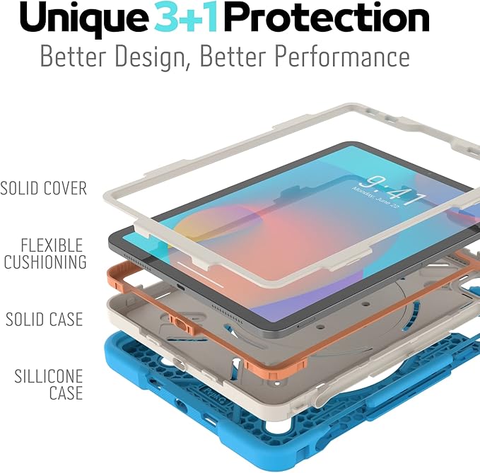 Pepkoo Triple Shockproof Case for iPad Air 5th/4th Generation 10.9 inch 2022/2020 and iPad Pro 11 Case 2022 2021 2020 2018 Gen Kids Boy Girl Cover with Kickstand &amp Shoulder Strap (Blue)