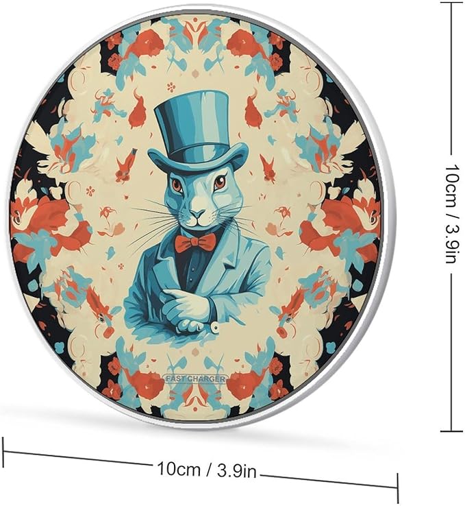 Magician Rabbit Wireless Charger Fast Wireless Charging Pad with USB Cable 10W Anti-Slip Magnetic Wireless Charger Portable Slim Charger Puck Travel Charging Station