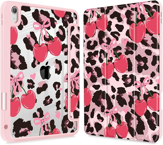 Mektron Case for 2026 iPad Air 13 inch M4 Cover Compatible 2025 iPad Air 13 inch M3 2024 iPad Air 13 inch M2 with Pencil Holder Shockproof Clear Shell Cherry &amp Cheetah