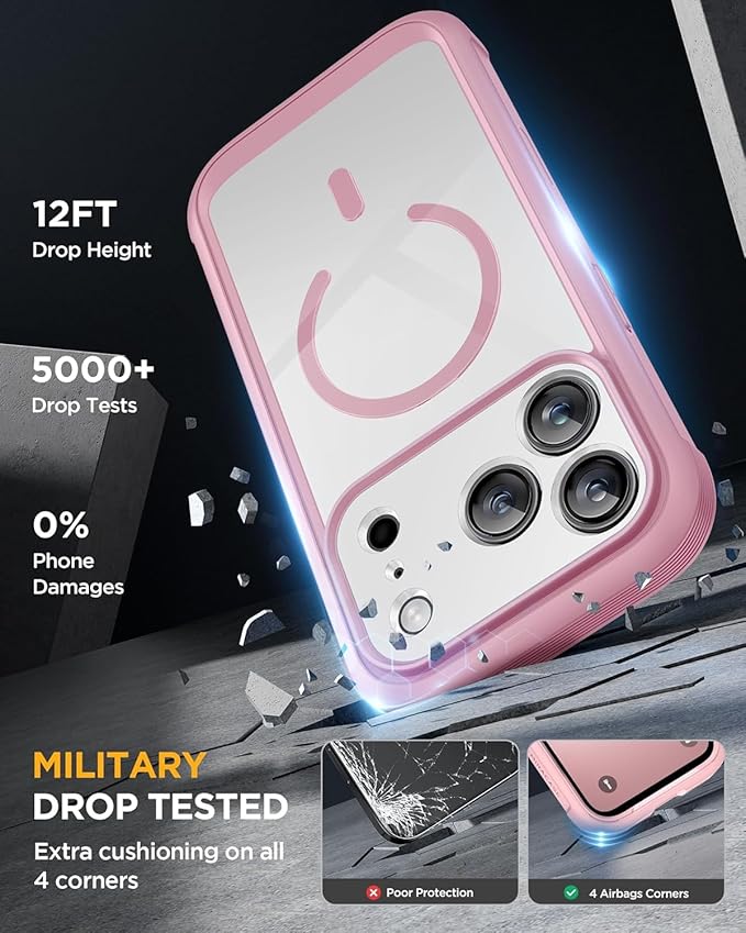Miracase for iPhone 17 Pro Max Case 6.9 Full-Body Phone Case with Built-in Glass Screen Protector&amp Full Camera Protector[Magnetic with MagSafe] Drop Proof 17 ProMax Cover Lilac