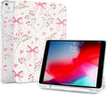 Fycyko Trifold Stand Case for iPad 10.2 InchiPad 9th/8th/7th Generation 2021/2020/2019 Aesthetic Pink Bowknot Flower Pattern with Pencil Holder Shockproof Protective CoverBlossom