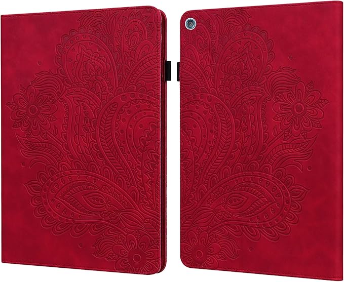 ALILANG Case for Kindle Fire HD 10 (9th Gen 2019/7th Gen 2017/5th Generation 2015) 10.1 Multiple Viewing Angles PU Leather Flip Stand Cover for Amazon Fire HD 10 Case -Red