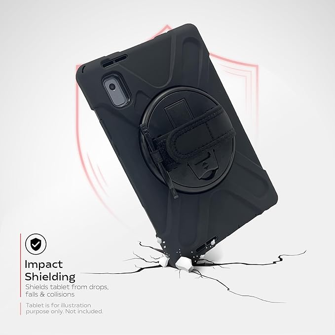 CTA Digital Protective Tablet Case - Protective Case with Built-in 360° Rotatable Grip Kickstand for Lenovo M9 Tablet - Black (PAD-PCGKKM9)