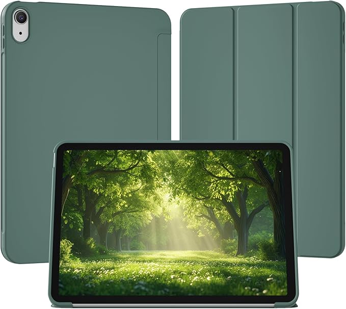 Case for iPad Air 11 Inch (M4/M3/M2 2026/2025/2024) for iPad Air 5th/4th Gen 10.9 Inch Without Pencil Holder Slim Folio Trifold Stand Cover with Soft TPU Back Auto Wake/Sleep Dark Green