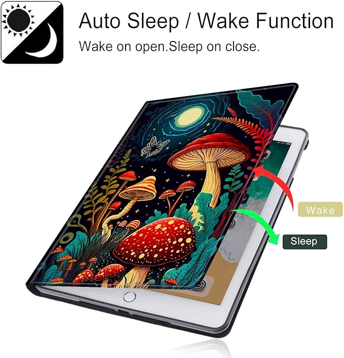 for All-New Fire HD 10 Tablet Case (13th Generation 10.1 inch 2023 Release) with Adjustable Stand &amp Auto Wake/Sleep Feature Smart Protect Cover Case - Mushroom Moon