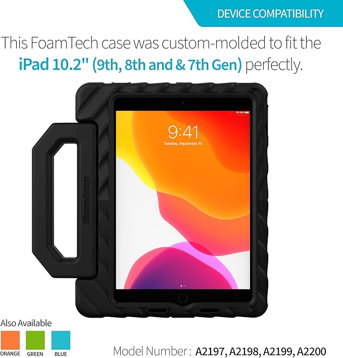 Gumdrop FoamTech Case ONLY fits Apple iPad 9th | 8th | 7th Generation (10.2-inch) Rugged Lightweight Shockproof &amp Drop Tested for Kids K-12 Students Teachers Classrooms &amp School Use - Lime Gre