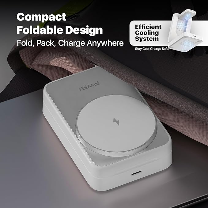 PWR Fold 2.0 4-in-1 Charging Station for Multiple Devices - Portable Wireless Charging Station Compatible with Apple Watch iPhone Samsung Airpods and Qi Wireless Devices (White)