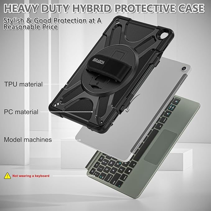 BRAECN Fire Max 11 13th Generation Case 2023 with 360° Rotating Hand Strap and Kickstand &ampPencil HolderShoulder StrapKeyboard Adsorption Interface for Amazon Fire Max 11 -Black
