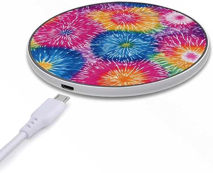 Circular Tie-Dye Fireworks Phone Charger Magnetic Charging Pad Anti-Slip with USB Cable