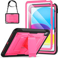 SEYMAC stock Case for iPad (A16) 11th/10th Generation 11''/10.9'' 2025/2022 with Built-in Screen Protector Shoulder Strap Built-in Kickstand Rugged Full Body Shockproof Protective Case Pink