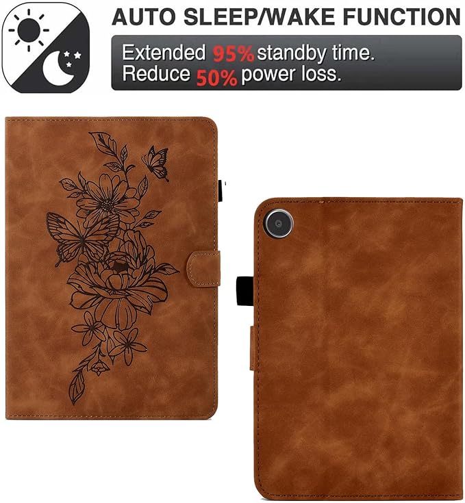 Funut for Amazon Kindle Fire Max 11 Tablet Case (13th Generation 2023 Release) Premium PU Leather Folding Stand Cover Case for Kindle Fire 11 Tablet with Auto Wake/SleepEmbossed Brown