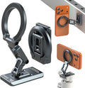 Dual Magnetic Phone Holder Gym Magnetic StandTripod Phone Mount (1/4'' Hole&amp ARCA-Swiss)Portable Phone Grip for iPhone 12/13/14/15/16/17-Desk/Car/Gym/Golf Cart/Airplane Use Stand (Grey)