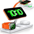 Foldable 3-in-1 Wireless Charging Station for iPhone with MagSafe Travel-Friendly Fast Magnetic Charger Stand for iPhone 17/16/15/14/13/12 Series Compatible with Apple Watch &amp AirPods White