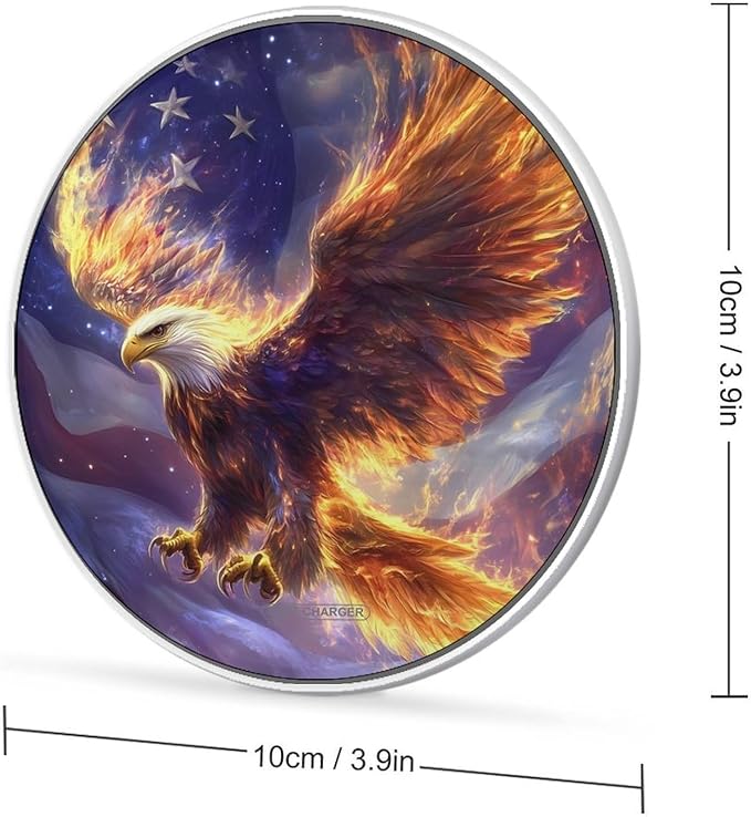 US Ea-gles Flag Wireless Charger Anti-Slip Wireless Charging Pad Slim Charger Mat for Men Women