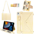 Shiny Case for iPad 6th/5th Gen 9.7 Inch (2018/2017) iPad Pro 9.7/Air 2 Techcircle Crossbody Iridescent Folio Stand Multi-Pocket Wallet Case with Pencil Holder+Hand/Shoulder Strap Shiny Yellow