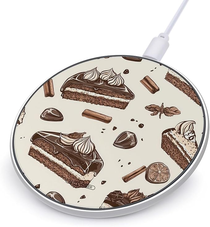 Chocolate Coffee Buttercream Cake Phone Charger Magnetic Charging Pad Anti-Slip with USB Cable