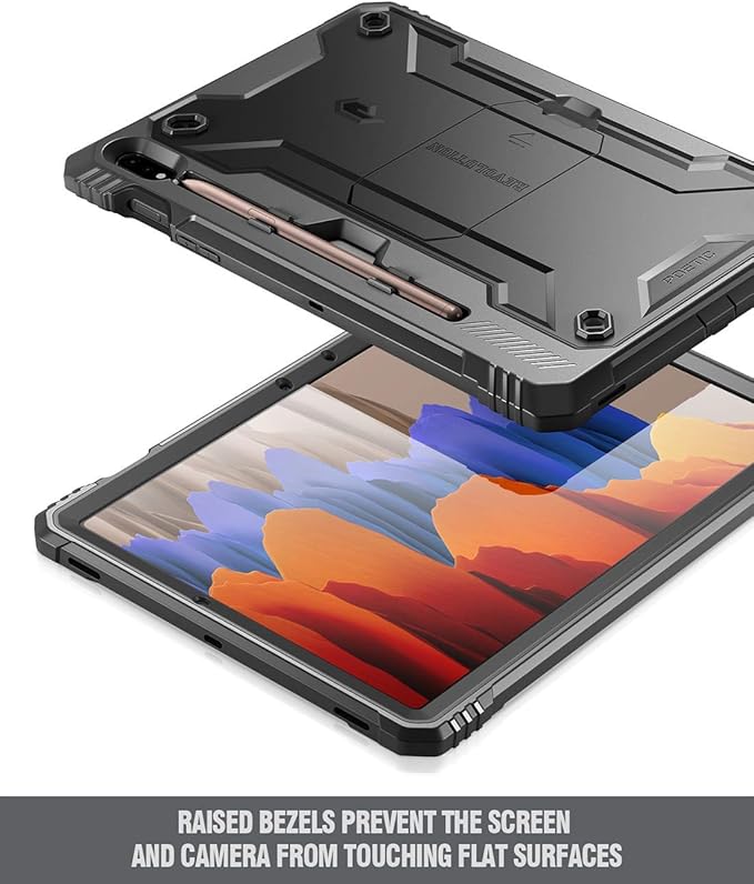Poetic Revolution Series for Samsung Galaxy Tab S7 Tablet Case 11 Inch Model SM-T870/ SM-T875 (2020 Release) Full-Body Heavy Duty Case Built-in-Screen Protector Black