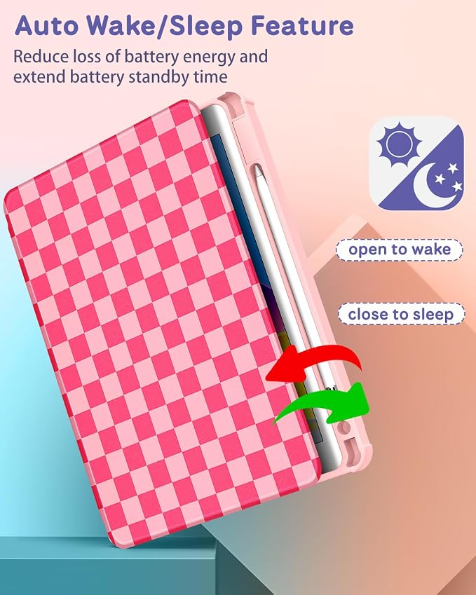 5-for iPad 789-Light Red Plaid