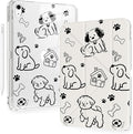 Cute Kawaii Puppy Dog for iPad Pro 11 Inch Case 4th/3rd/2nd Generation 2022/2021/2020 with Pencil Holder Auto Sleep/Wake White Leather Acrylic Back Detachable Cover