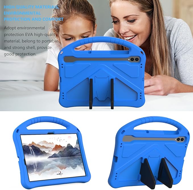 Kids Case for Samsung Galaxy Tab S9 FE 5G 10.9 Inch/Tab S9 11 Inch 2023 &amp Tab S8/Tab S7 11 2022/2020 (SM-X510/X710/X700/T870) with S-Pen Holder/Stand/Handle Soft EVA Shockproof Cover Blue