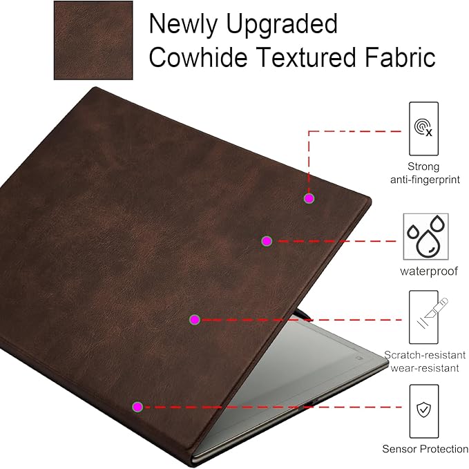 Magnetic Stand Folio Case for iFLYTEK AINOTE 2 10.65 E-Ink Tablet (2025 Released) Ultra-Thin Lightweight Premium PU Leather Cover with Magnetic Pen Buckle &amp Auto Sleep/Wake (Cowhide Brown)