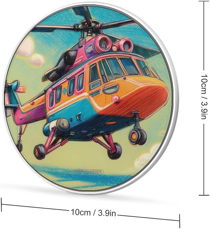 Colorful Helicopter Flying Fast Portable Charger 10W Funny Graphic Phone Charging Pad with USB Cable