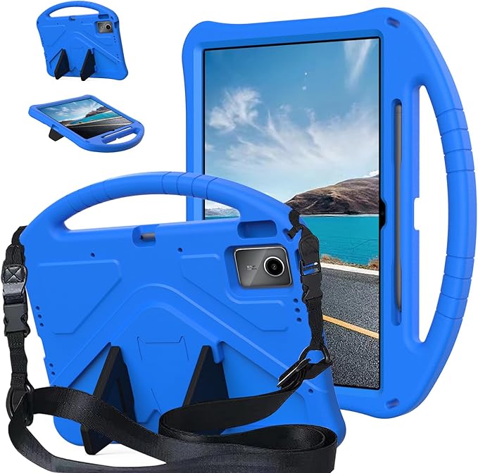 Compatible with Lenovo Idea Tab Plus 12.1 Inch 2025 TB-365FC Cute Case Lightweight Sleeve Kickstand Cover Shockproof Protection Case for Kids(Blue)