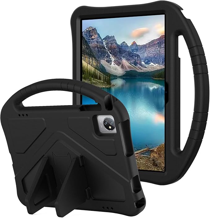 Kids Universal Case for Blackview Tab 8 WiFi 10.1 inch 2023 EVA Foam Stand Handle Cover for Blackview Tab 7 WiFi/OSCAL Pad 60/ DragonTouch Notepad 102/ Teclast P40HD 10.1 Tablets - Black