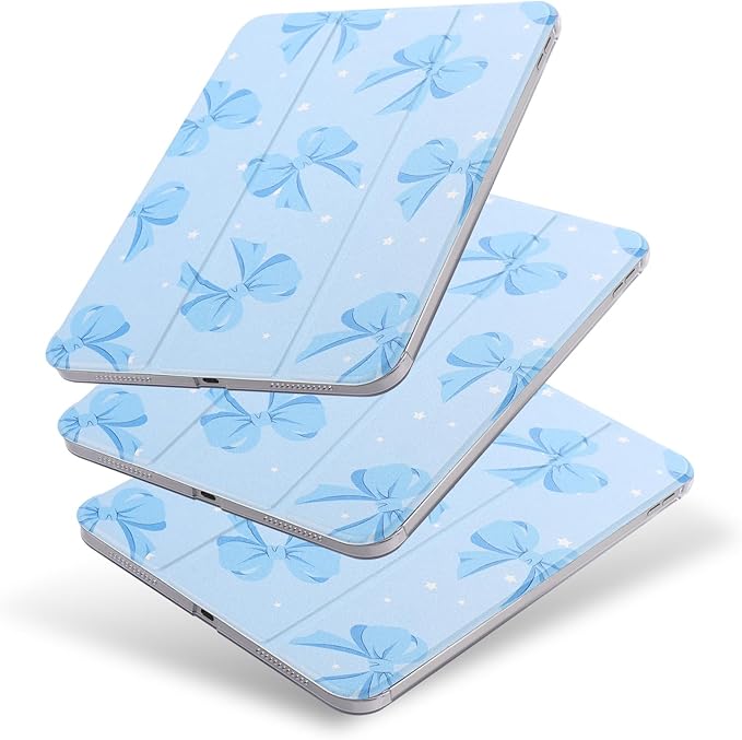 case for ipad 11th Generation11 Inch 2025 (A16 Chip) &amp 10th Gen 10.9 Inch 2022 - Slim Cratch-Resistant Hard PC Translucent Back Shell Smart Cover Wake/Sleep FunctionBlue Bow