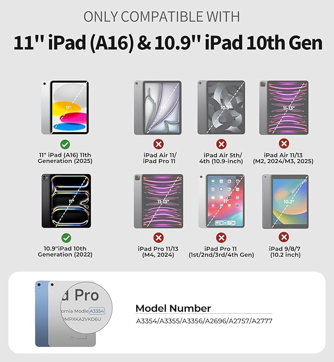Dexnor Case for iPad (A16) 11th/10th Generation 2025/2022 (11″/10.9″)Rugged Protective Case with 360° Rotating Hand Strap&amp Stand &amp Screen Protector &amp Pencil Holder Shockproof Full-Body Co