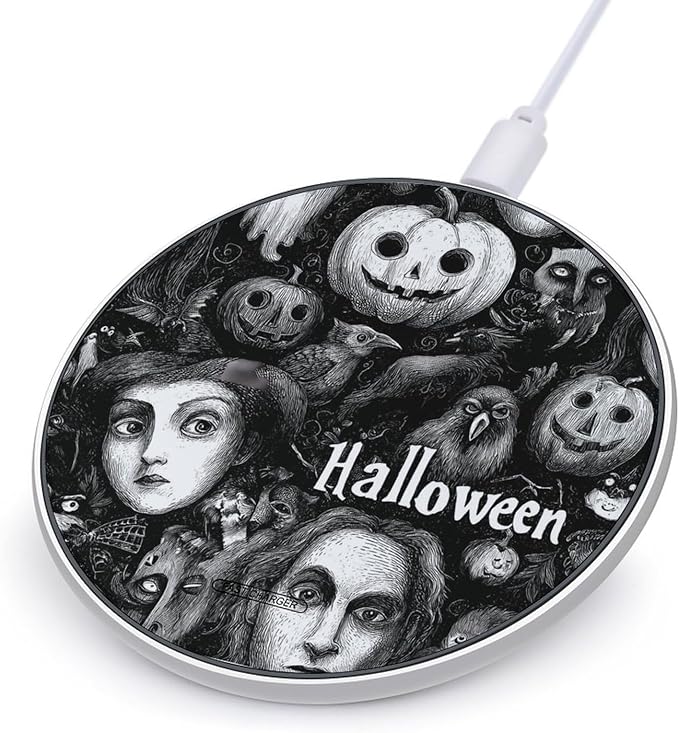 Halloween Pumpkins Ghosted Ravens Phone Charger Magnetic Charging Pad Anti-Slip with USB Cable