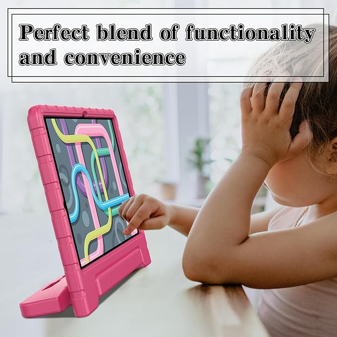 for Samsung Galaxy Tab S10 Plus/ S9 FE Plus/ S9 Plus Case with Pencil Holder &amp Handle Stand New Super Protection Kids Cover for Samsung 12.4 inch 5G Tablet 2024/2023 - Rose Red