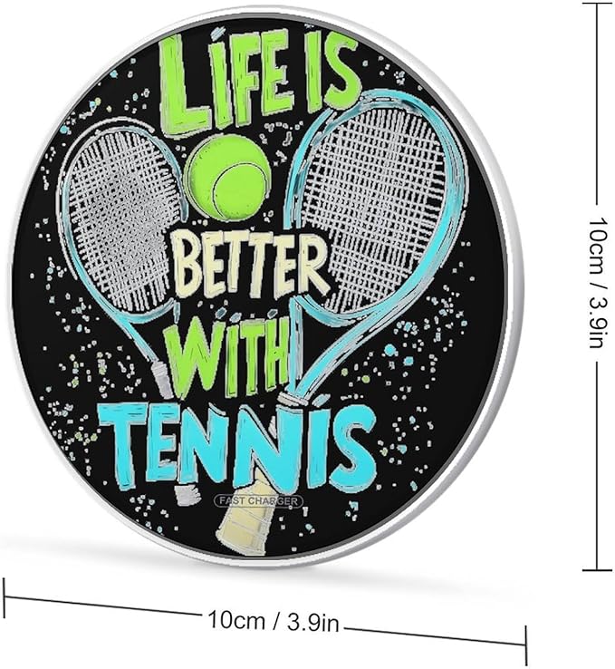 Life is Better with Tennis Phone Charger Magnetic Charging Pad Anti-Slip with USB Cable