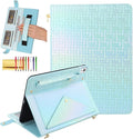 Dteck iPad 10th Generation Case 10.9 2022 - Luxury Sparkle PU Leather Kickstand With Pencil Holder Shoulder Hand Strap Card Slots Shockproof Protective Magnetic Pockets Wallet Lightblue