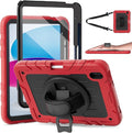 Case for iPad 10th Generation 10.9inch 2022with Built-in Screen Protector and KickstandHand StrapShoulder Strap for New Apple iPad 10.9 Inch(Red/Black)
