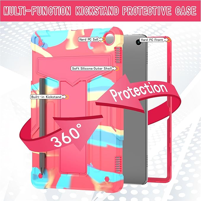 Case for Amazon Fire Max 11 (13th Generation 2023 Released) - Heavy Duty Hybrid Protective Case Cover with Kickstand + 1 Screen Protector and 1 Random Stylus (Candy/Pink)