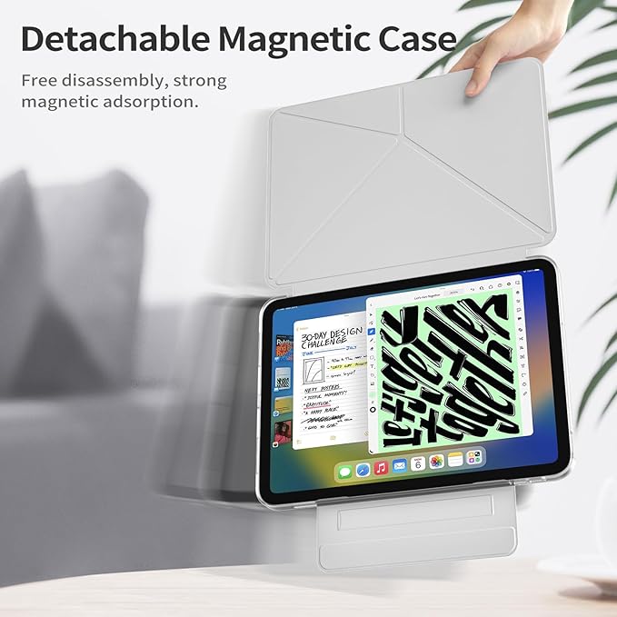 kenke Case for iPad Air 11 Inch M4/M3/M2 (2026/2025/2024) iPad Air 5th/4th Generation 10.9 Inch (2022/2020) with Clasp Slim Multi Angle Stand Cover with Pencil Holder Magnetic Back Light Gray