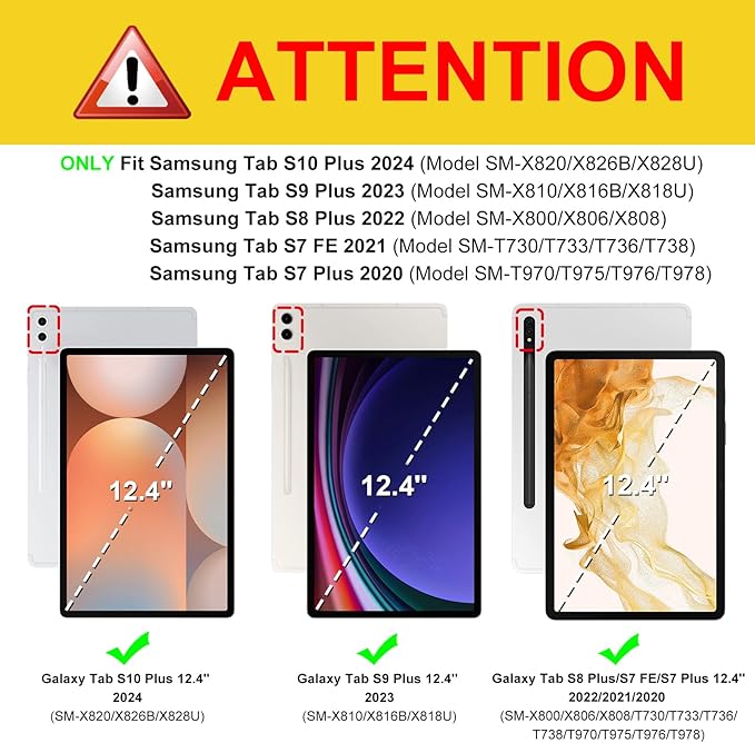 Fintie Case for Samsung Galaxy Tab S10+/ S9+/ S8+/ S7 FE/ S7+ 12.4 Inch Multi-Angle Viewing Protective Cover with Pocket Auto Sleep/Wake Ocean Marble