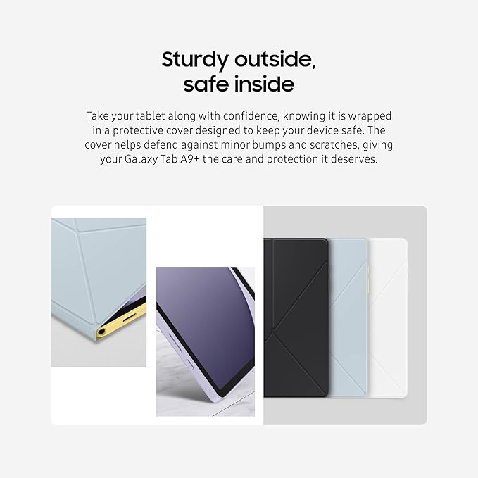 SAMSUNG Galaxy Tab A9+ Book Cover Tablet Protector Case Foldable Stand with Landscape and Portrait Modes Protective Against Bumps and Scratches Auto Screen On/Off US Version Black - Khaki | Fold