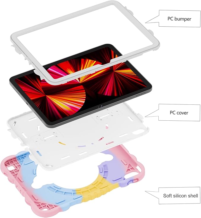 XZC Case for iPad (A16) 11th Generation 11 Inch 2025/ iPad 10th Generation 10.9 Inch 2022 Unicorn Heavy Duty Shockproof Rugged Cover with Built-in Stand/Strap (Rainbow)