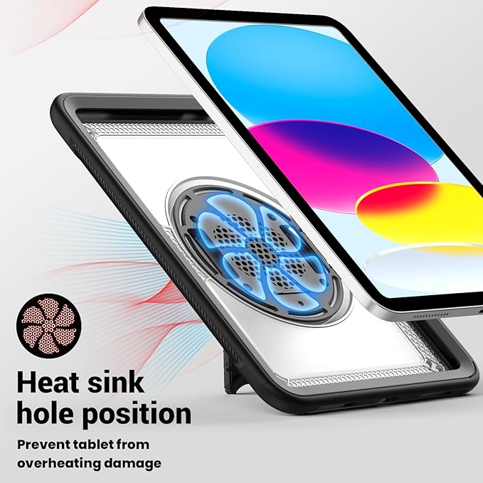 Clear Case for iPad (A16) 11th/10th Generation 11''/10.9'' 2025/2022: Shockproof Protective Case with Hand/Shoulder Strap Pencil Holder Rotate Stand Screen Protector